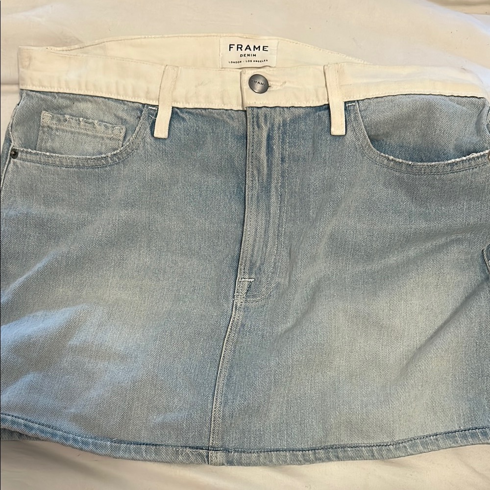 Frame Denim Two-Tone Mini Skirt